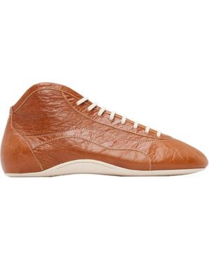 Dries Van Noten Tan Leather Ballerina Trainers - Brown