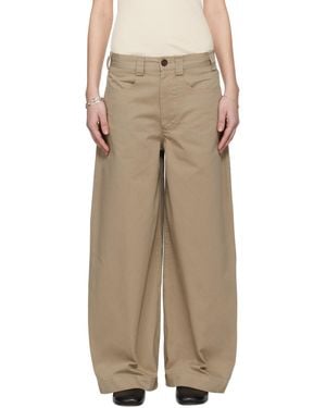 Meta Campania Collective Taupe Egon Wide-Leg Washed Midweight Cotton Trousers - Natural