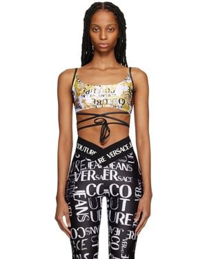 Versace Jeans Couture ホワイト グラフィック トップス - ブラック