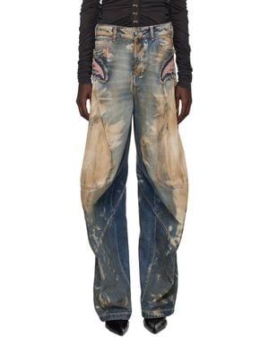 Acne Studios Wide-Leg Distressed Denim Jeans - Black