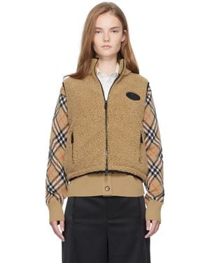Burberry Cropped Fleece Vest - Natural