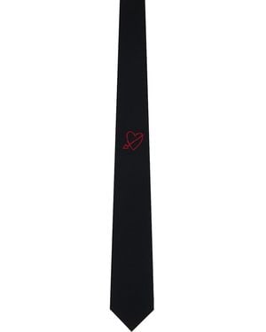 Ernest W. Baker Heart Embroidered Tie - Black