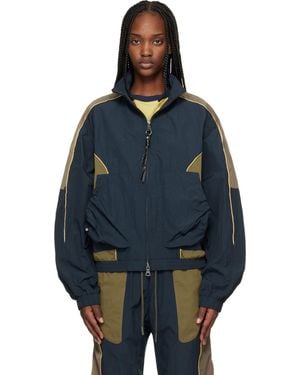ANDERSSON BELL Blouson De Survêtement Contrasté Bleu Marine Et Kaki En Nylon