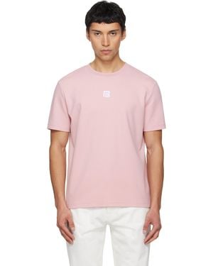 Balmain ピンク ロゴ刺繍 Tシャツ