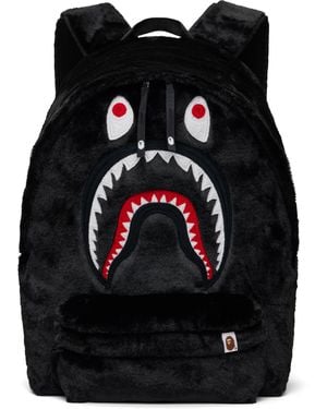 A Bathing Ape Sac À Dos De Promenade Noir En Fourrure Synthétique À Requin Emblématique