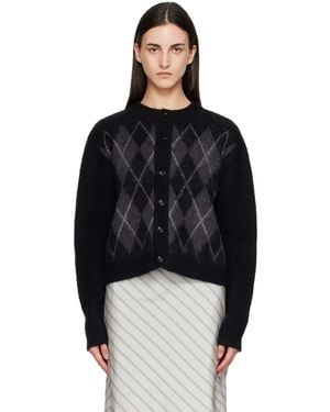 Tonywack Brushed Argyle Cardigan - Black
