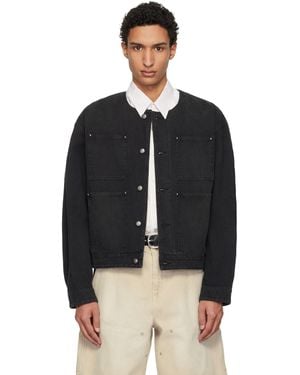 WOOYOUNGMI Collarless Dyed Jacket - Black