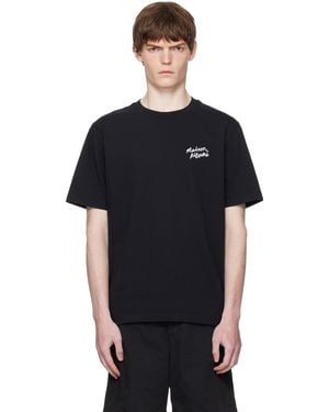Maison Kitsuné T-Shirt Décontracté Noir À Logo Calligraphié