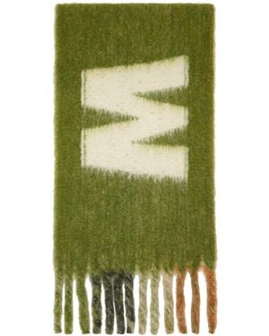 Marni Green Striped Logo Scarf