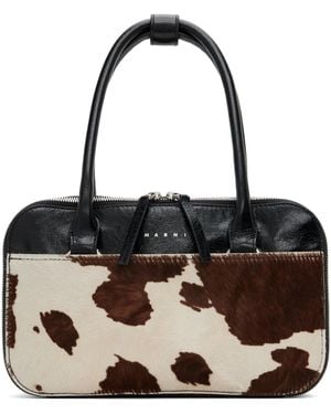 Marni Small Cow Print Bowling Bag - Black
