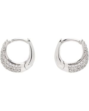 Tom Wood Boucles D'Oreilles À Petit Anneau Ice Argentées À Zircones Cubiques Serties En Pavé - Noir
