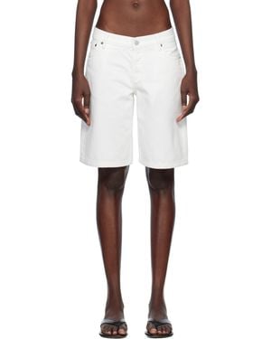 Still Here Stoop Denim Shorts - White