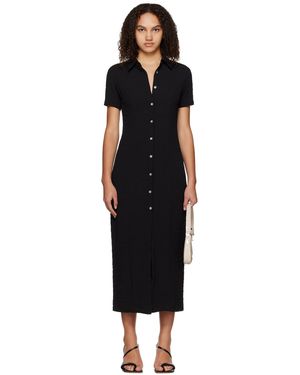 Third Form Robe Midi Noire À Boutons