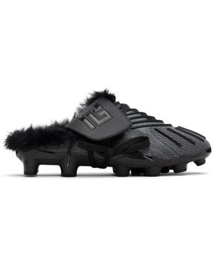 Balmain Half Time Faux Fur-Lined Mule Slip-On Loafers - Black