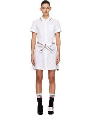 Thom Browne Solid Poplin Bow Minidress - Black