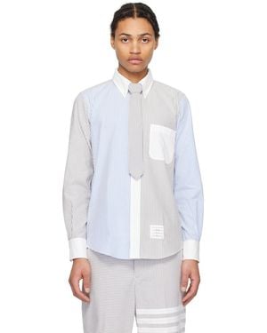 Thom Browne Fresco Funmix Hooded Shirt in Gray for Men | Lyst