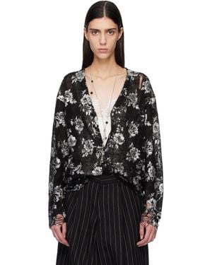 R13 Printed Boyfriend Cardigan - Black