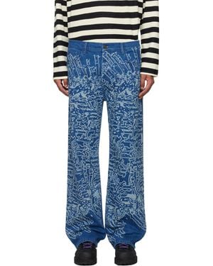 Robyn Lynch Laser Etched Map Jeans - Blue