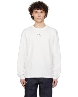 THUG CLUB T-Shirt À Manches Longues Blanc À Ferrures À Logo