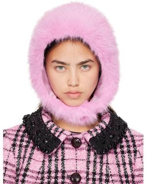 Anna Sui Rose Bloom Faux Fur Bonnet - Purple