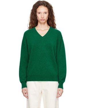 Ssstein Pure Cashmere Knit V-Neck Sweater - Green