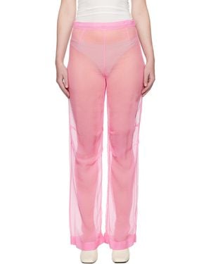 ALAINPAUL Mousseline Silk Chiffon Knee Trousers - Pink