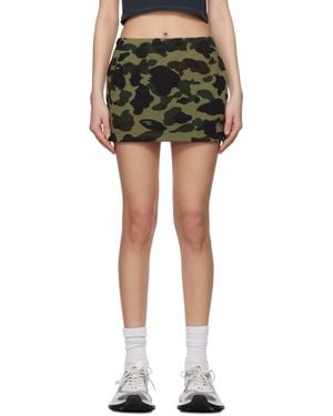 A Bathing Ape Khaki 1St Camo Sweat Miniskirt - Black