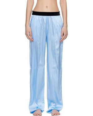 Tom Ford Stretch Silk Satin Pj Lounge Pants - Blue