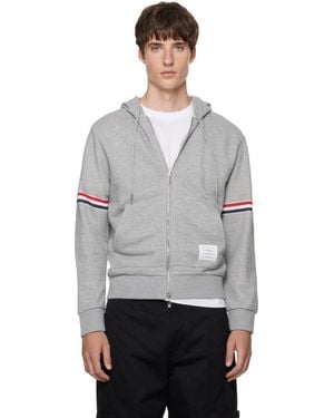 Thom Browne Zip Pique Loopback Rwb Engineered Hoodie - Gray