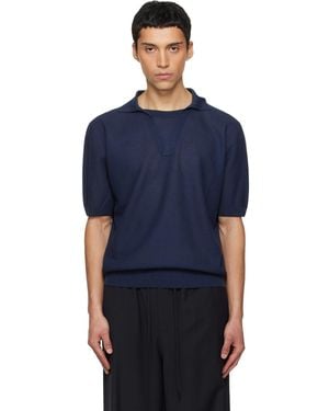 LE17SEPTEMBRE Layered Neck Knit Polo - Blue