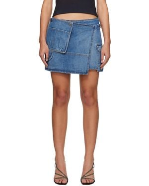 MSGM Blue Cargo Denim Miniskirt