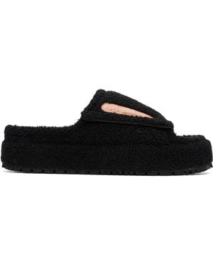 PDF Sherpa Fleece Sandals - Black