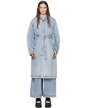 WOOYOUNGMI Blue Faded Denim Coat - Black
