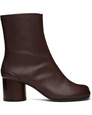 Maison Margiela Burgundy Tabi Ankle Boots - Brown