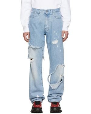 Raf Simons Relaxed Fit Denim Pants With Cut Out Knee Patches