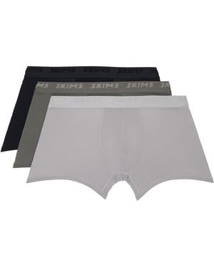 Skims Three-Pack Stretch 3 Boxer Briefs - Grey