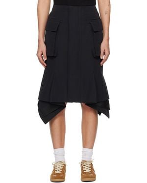 Sacai ブラック グログラン ミディアムスカート