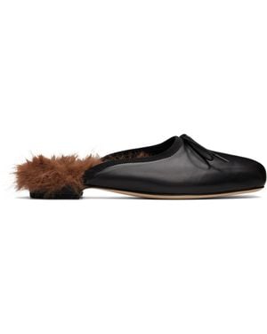 Simone Rocha Faux-Fur Lined Mule Loafers - Brown