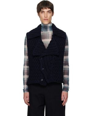 Dries Van Noten Merino Wool Vest - Blue