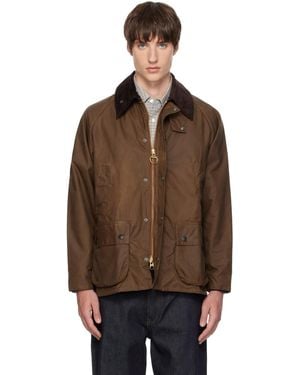 Barbour Blouson Bedale Noir En Coton Ciré - Marron