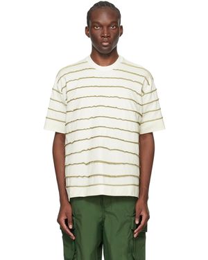 Sunnei オフホワイト オーバーロック ステッチ Tシャツ - グリーン