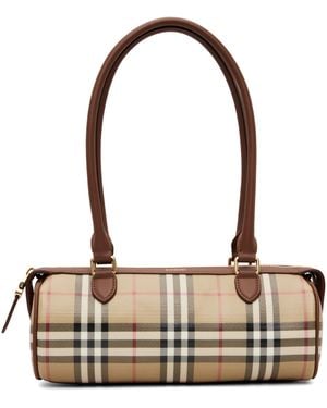 Burberry Mini Check Barrel Bag - Brown