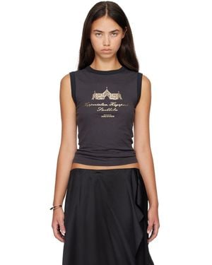 Acne Studios Débardeur Gris En Tricot Côtelé - Noir
