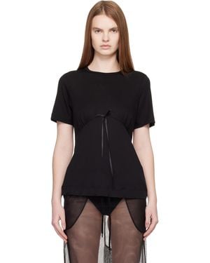 Simone Rocha Gathered Bust Bow T-Shirt - Black