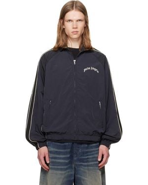 Palm Angels Curved Logo Vintage Windbreaker Track Jacket - Blue