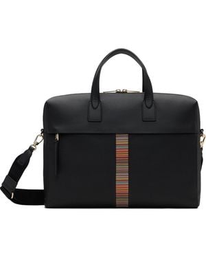 Paul Smith Porte-Document Noir En Cuir À Rayures Emblématiques