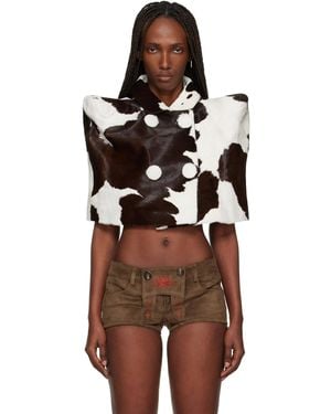 LAURA ANDRASCHKO Cow Poncho Shearling Jacket - Black