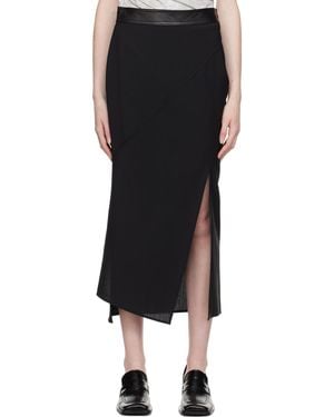 Helmut Lang Black Twisted Midi Skirt