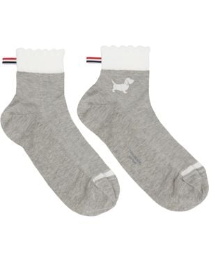 Thom Browne Pointelle Stitch Hector Crew Socks - Grey