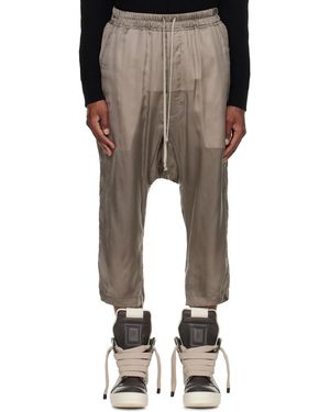 Rick Owens Tower Drawstring Cropped Trousers - Natural